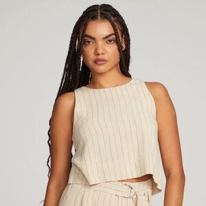 CHASER Women’s Riley White Pinstripe Tank Size Small